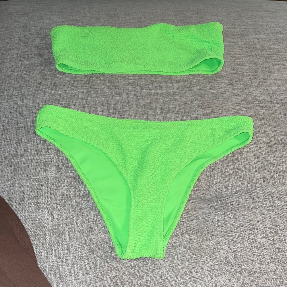 PACSUN neon green bandeau bikini swimsuit